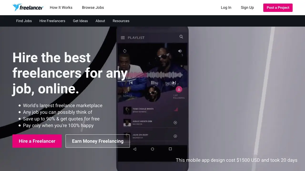 Screenshot of Freelancer